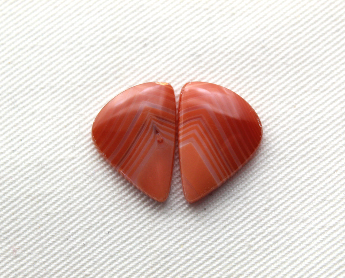 Banded Agates Cabochons pair Gemstone orange