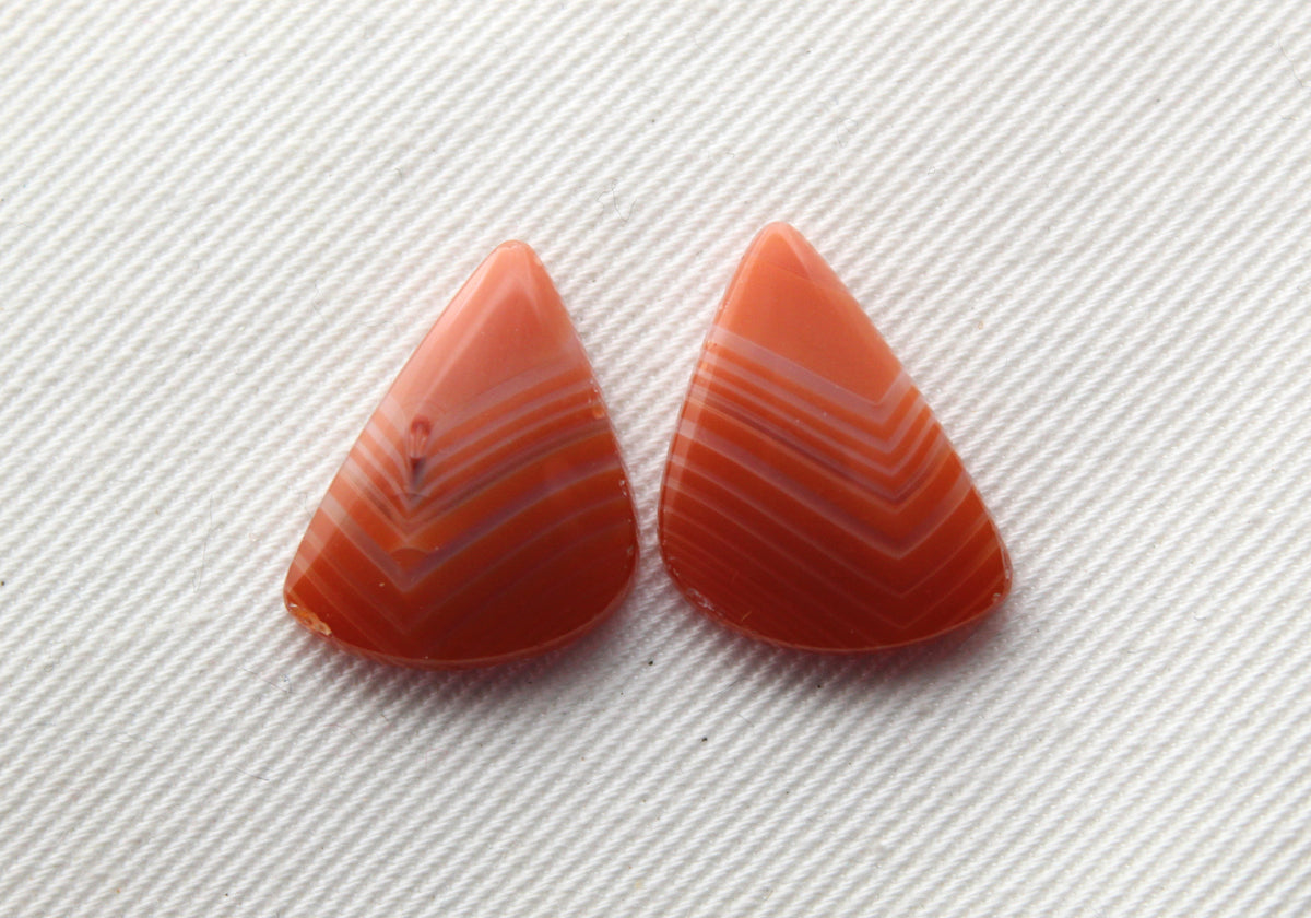 Banded Agates Cabochons pair Gemstone orange