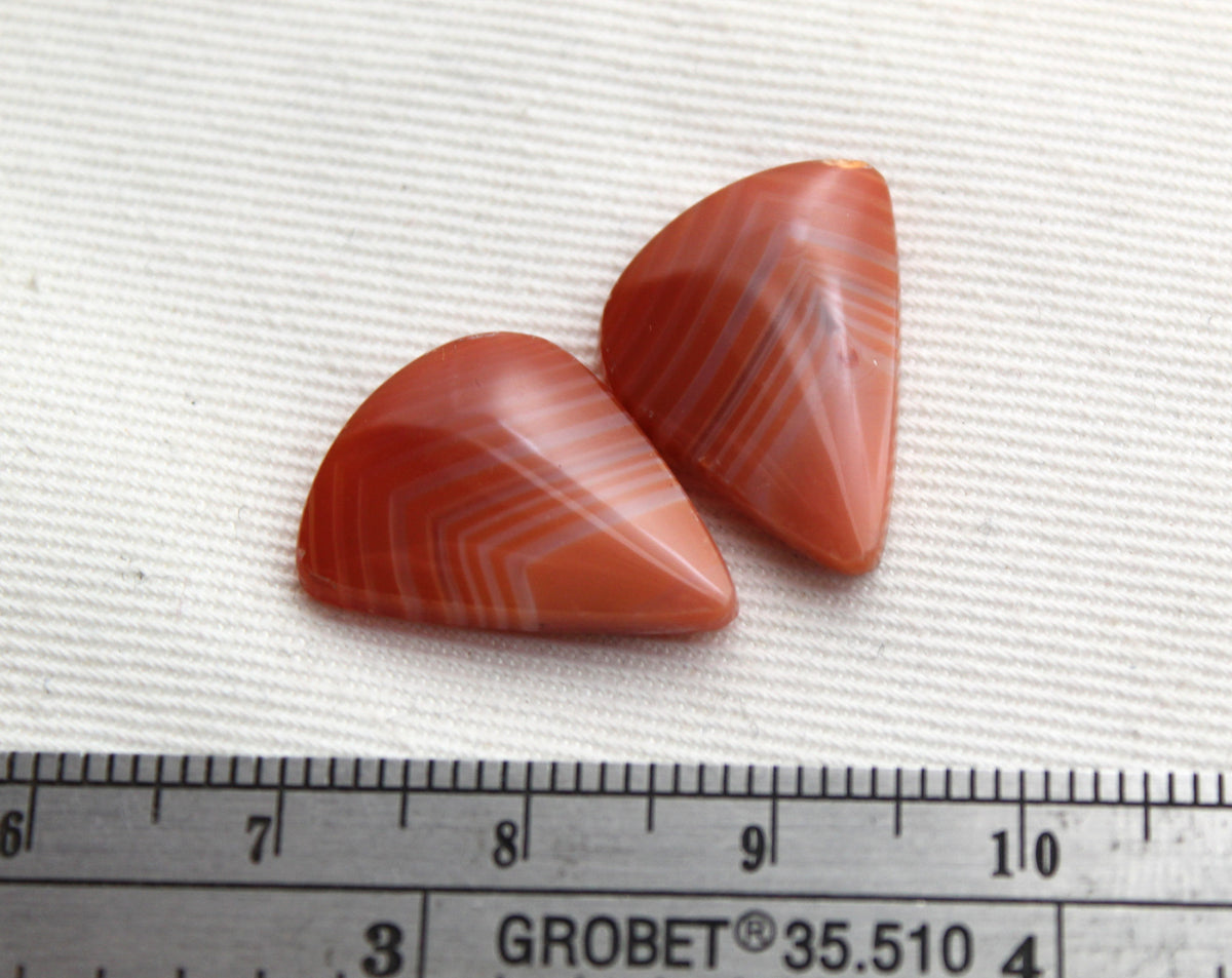 Banded Agates Cabochons pair Gemstone orange