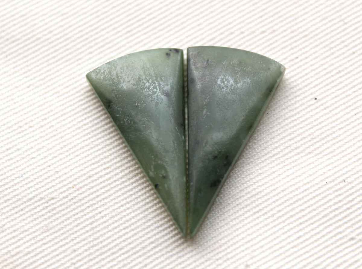 Nephrite Jade Cabochons Pair Gemstone moss green