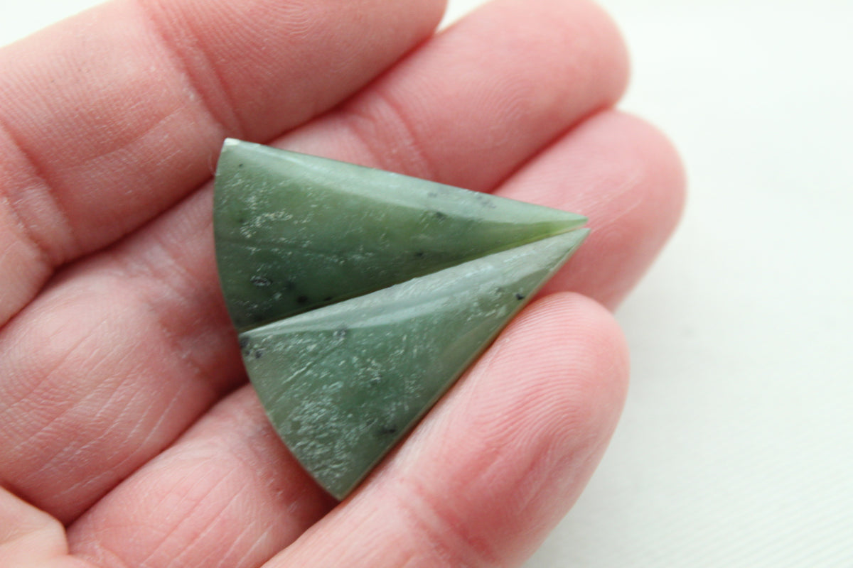 Nephrite Jade Cabochons Pair Gemstone moss green