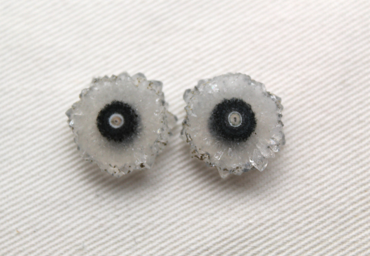 Solar quartz Pair gemstone freeform white green purple slice