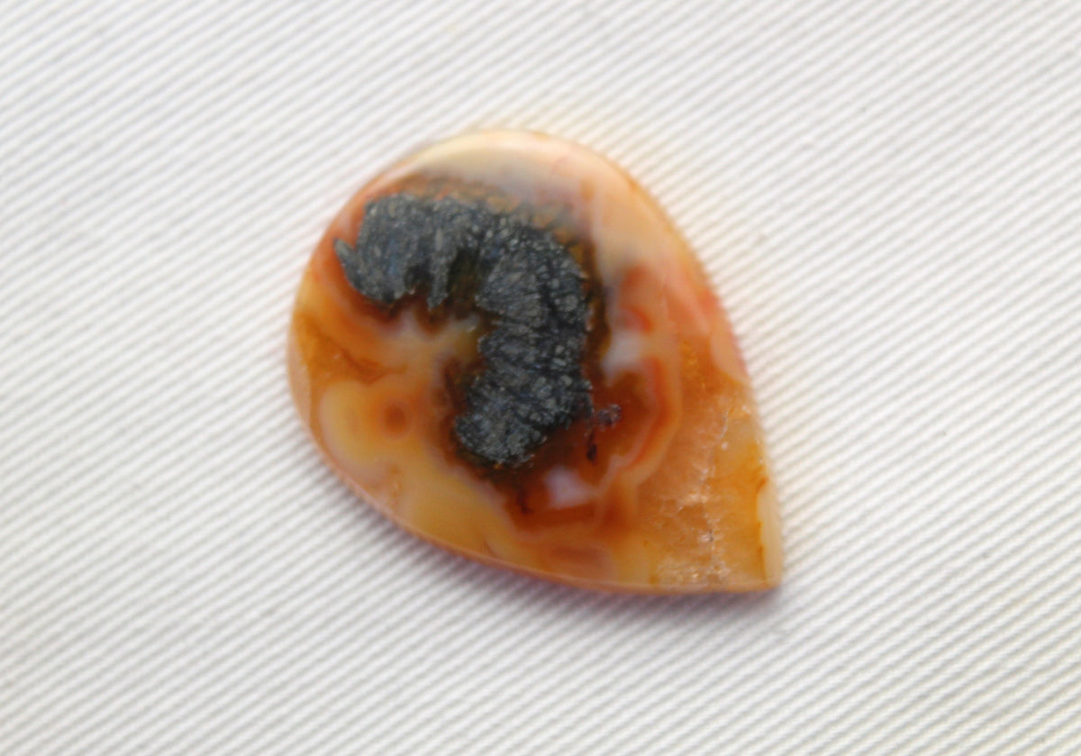 NICE Marcasite in Agate Cabochon Gemstone orange Teardrop