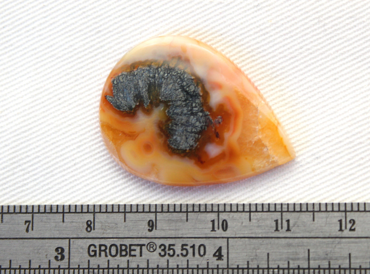 NICE Marcasite in Agate Cabochon Gemstone orange Teardrop