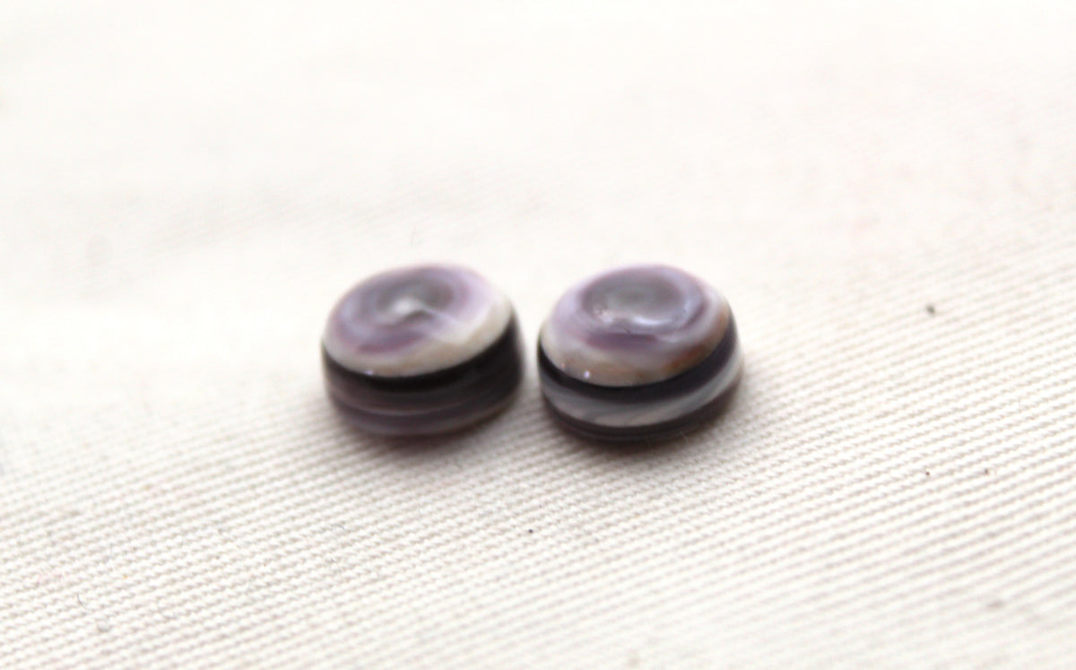 TWO Wampum Quahog Shell round 10MM purple