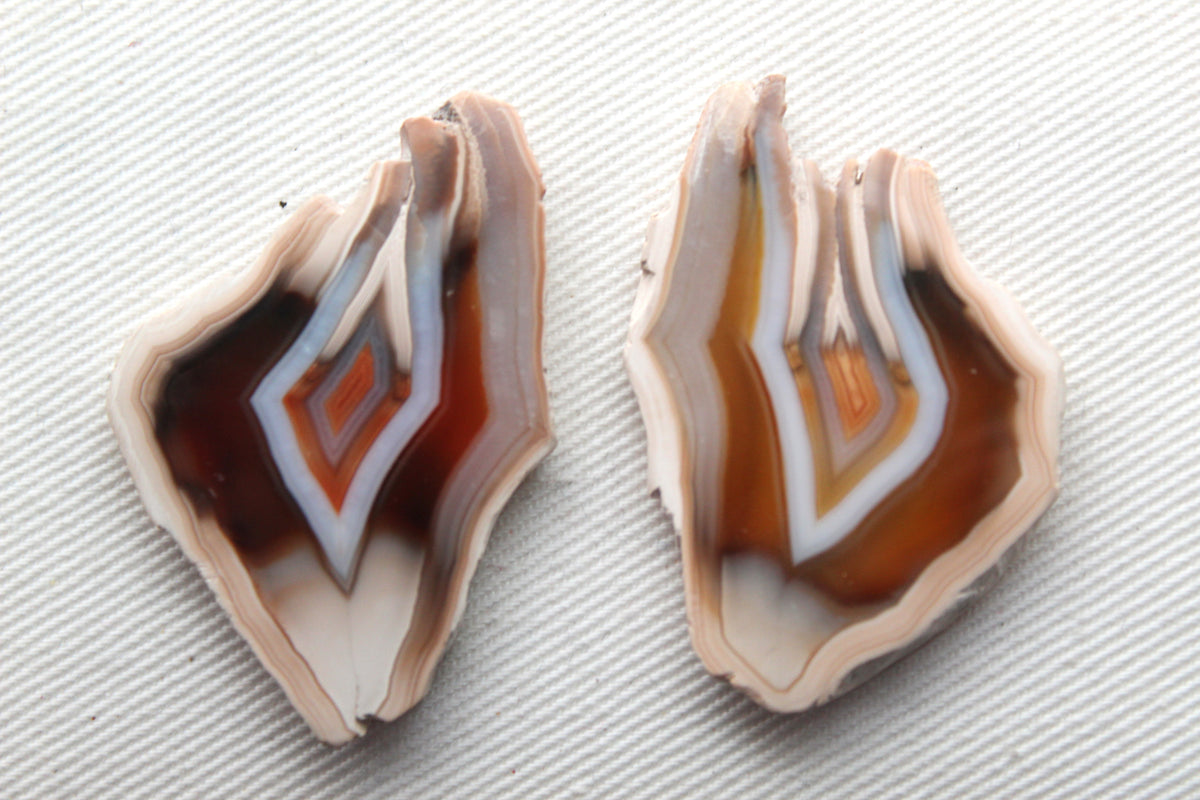 Sliced Agate Pair Gemstones freeform natural