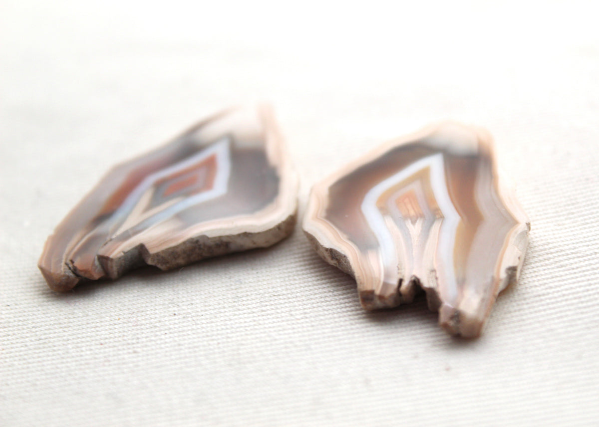 Sliced Agate Pair Gemstones freeform natural