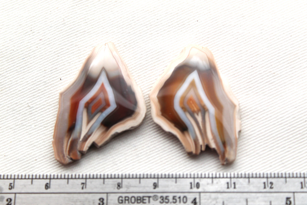 Sliced Agate Pair Gemstones freeform natural