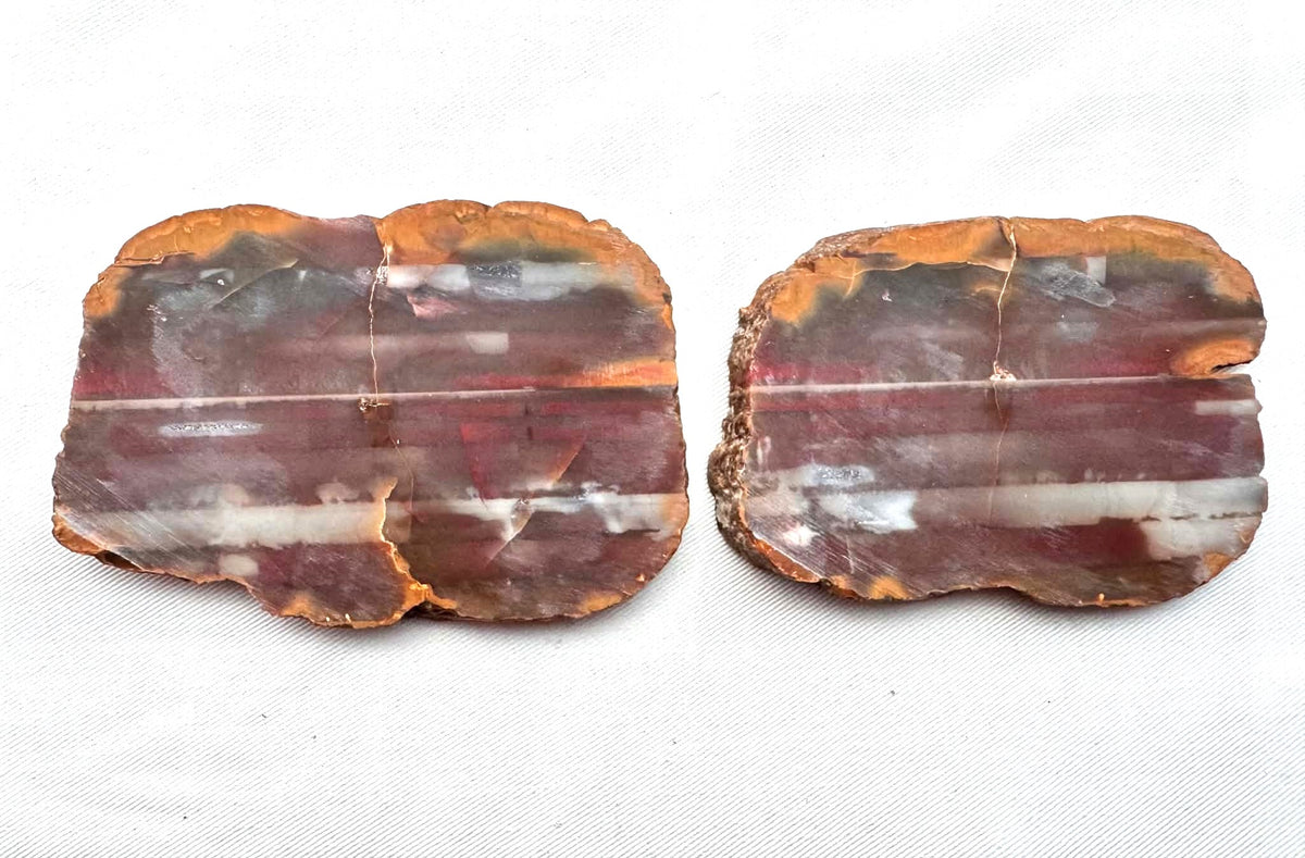 Lot of two Waterline Agate Natural Stone Slabs red