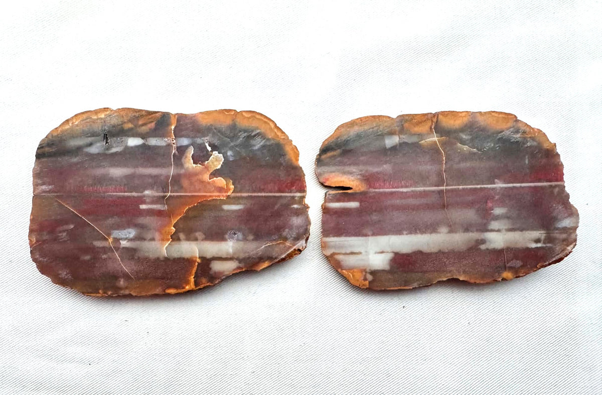 Lot of two Waterline Agate Natural Stone Slabs red