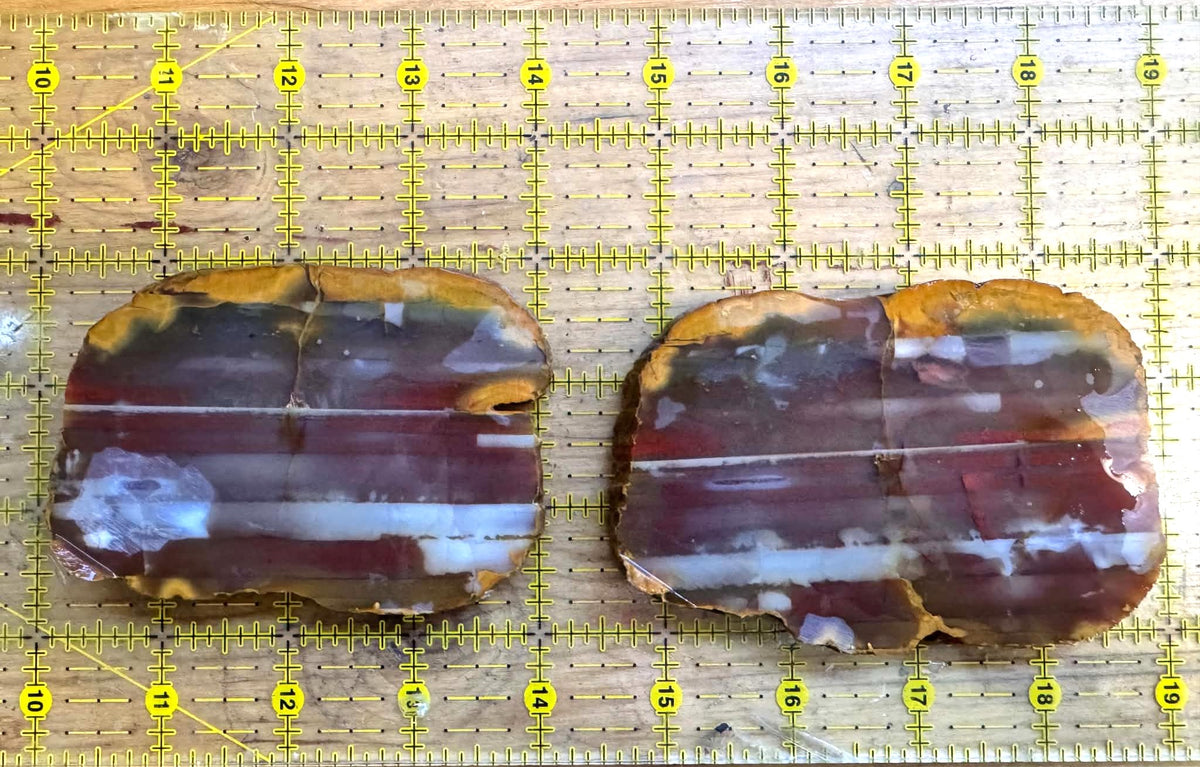 Lot of two Waterline Agate Natural Stone Slabs red