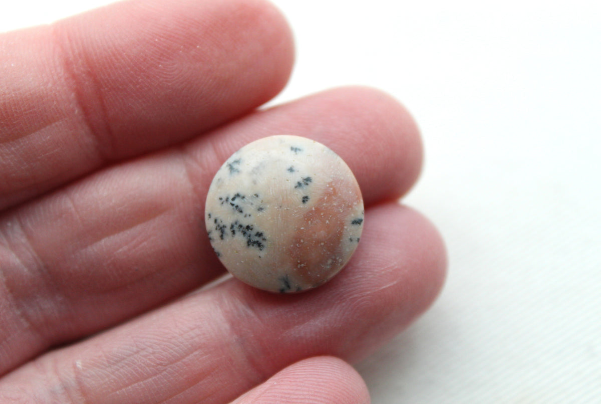 Small Dendritic Jasper Cabochon Pair Gemstone round 17MM pink