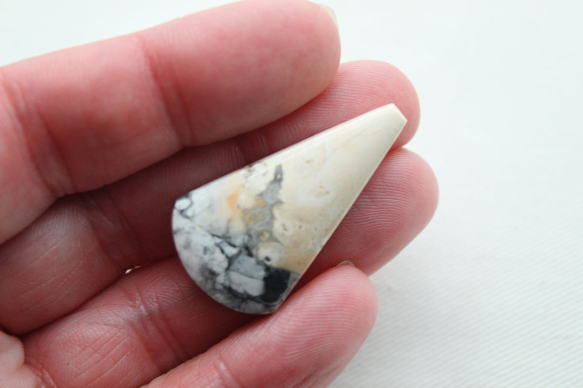 Maligano Jasper Cabochon Gemstone White grey yellow