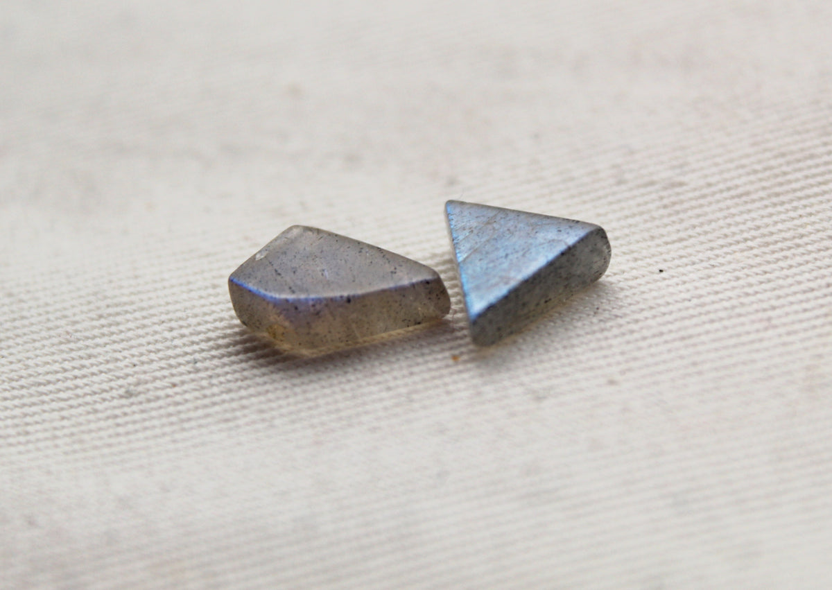 TWO Small Labradorite Cabochon gemstones