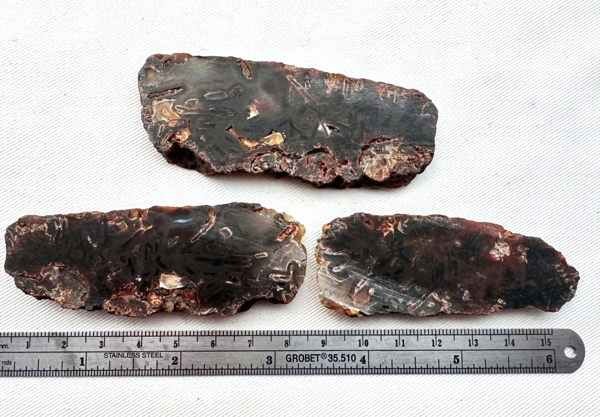 THREE Small Turkish Agate Natural Stone Slab tubes