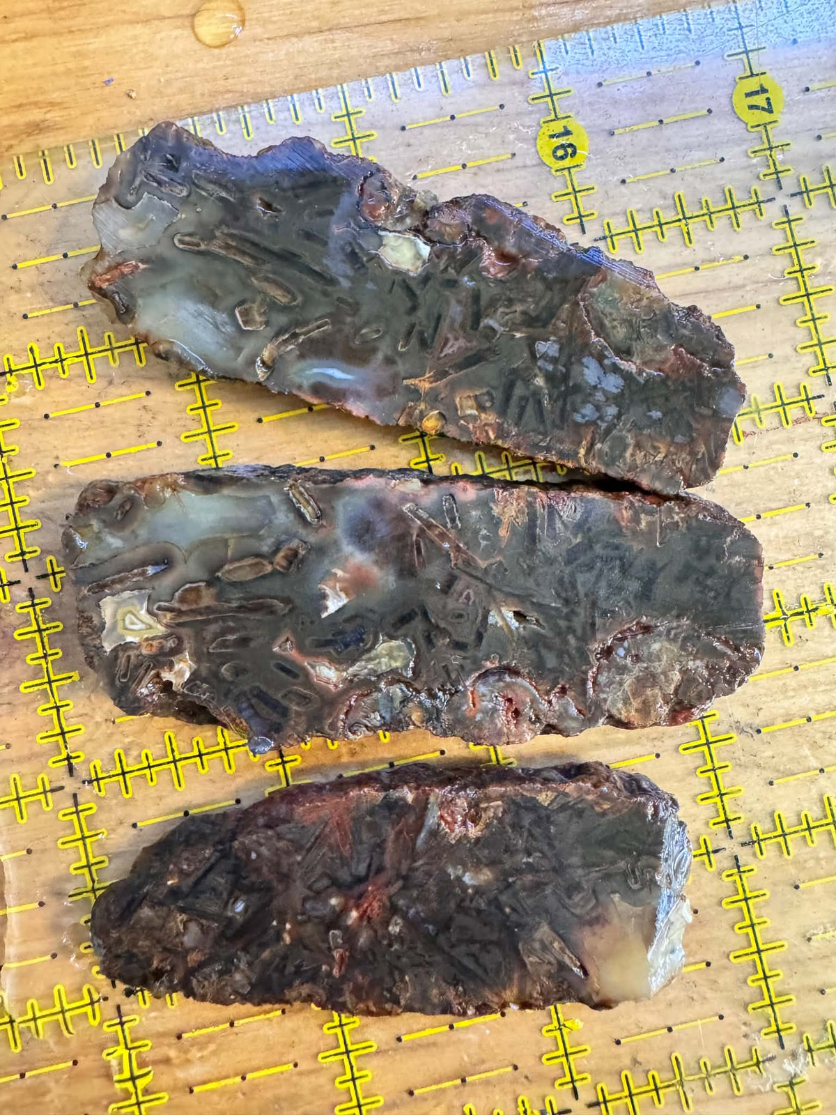 THREE Small Turkish Agate Natural Stone Slab tubes