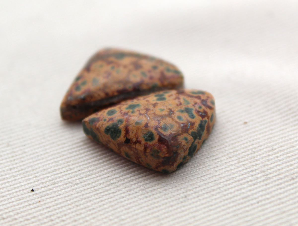 Small Morning Dew Jasper Cabochon Pair Gemstone Green