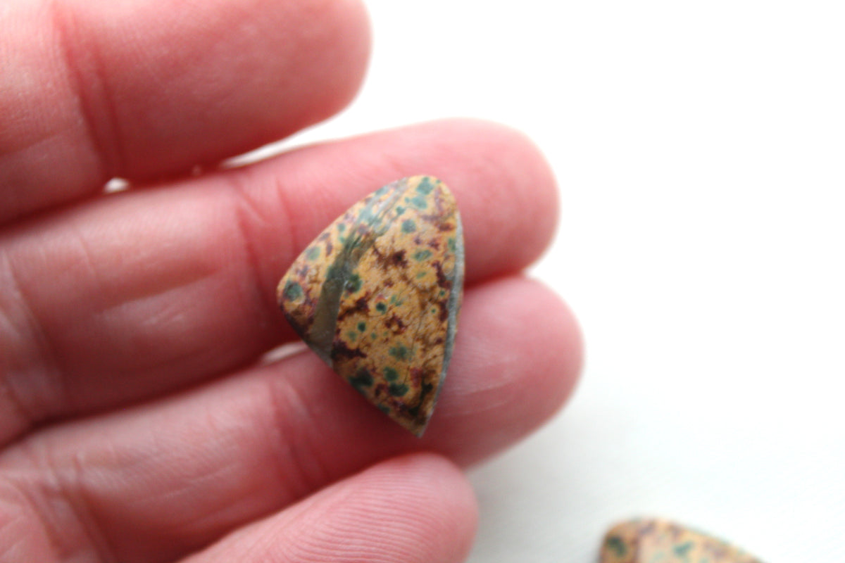 Small Morning Dew Jasper Cabochon Pair Gemstone Green