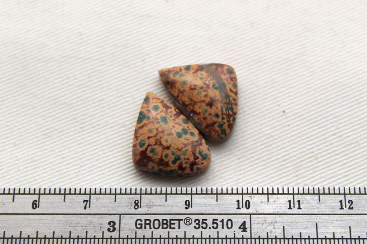 Small Morning Dew Jasper Cabochon Pair Gemstone Green