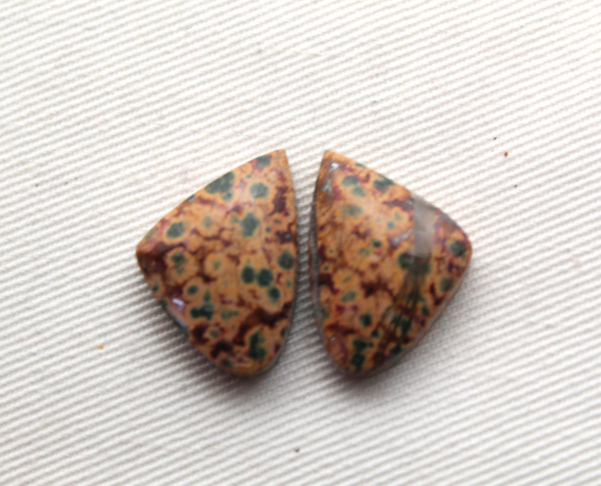 Small Morning Dew Jasper Cabochon Pair Gemstone Green