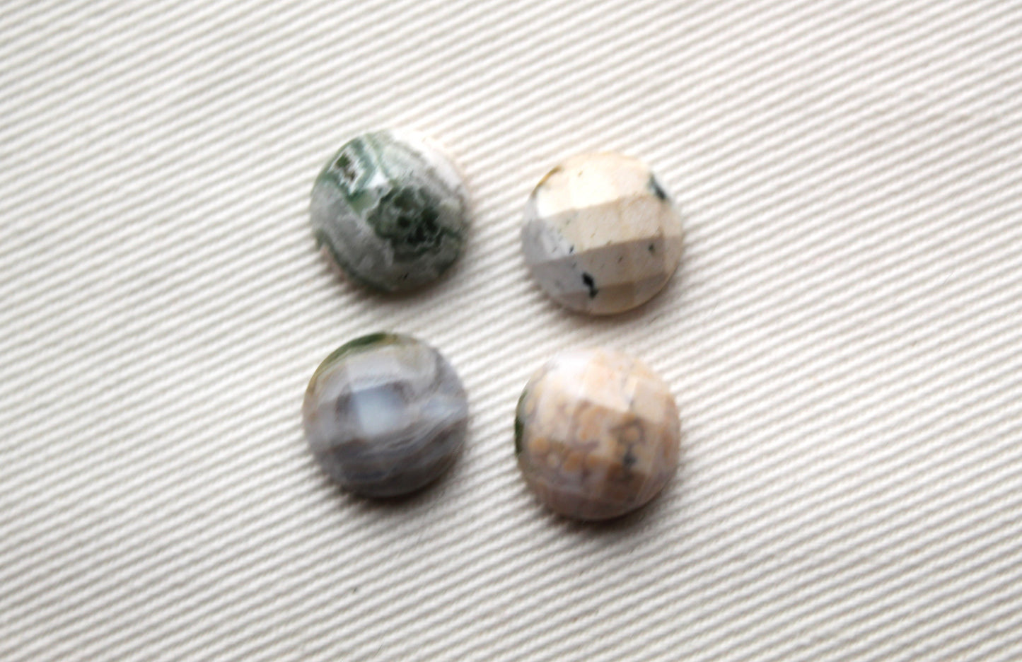 Four multicolors rose cut Ocean Jasper cabochons Gemstones round 10MM