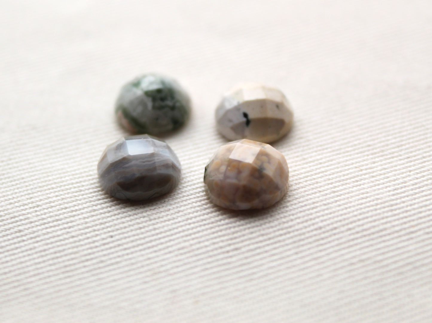 Four multicolors rose cut Ocean Jasper cabochons Gemstones round 10MM