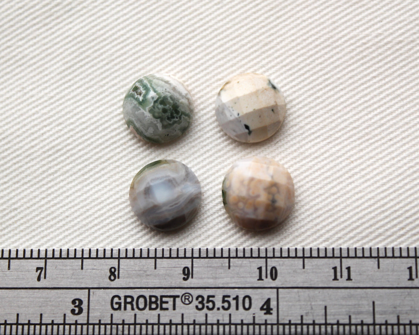 Four multicolors rose cut Ocean Jasper cabochons Gemstones round 10MM