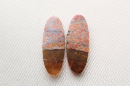 Multicolor Agate Pair Cabochons Gemstone transludent oval