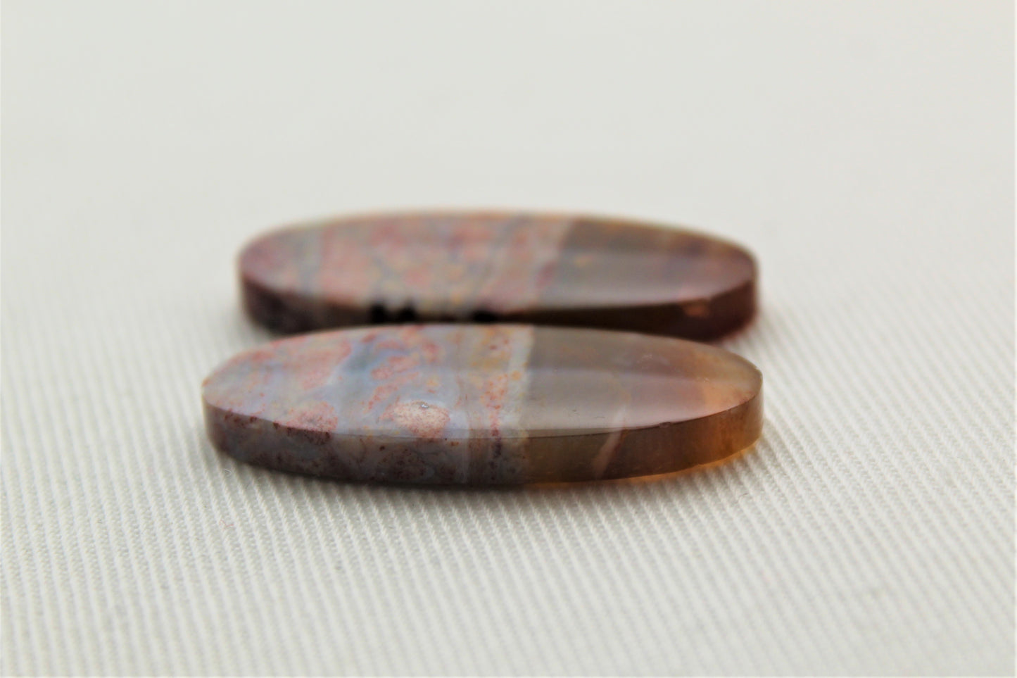 Multicolor Agate Pair Cabochons Gemstone transludent oval