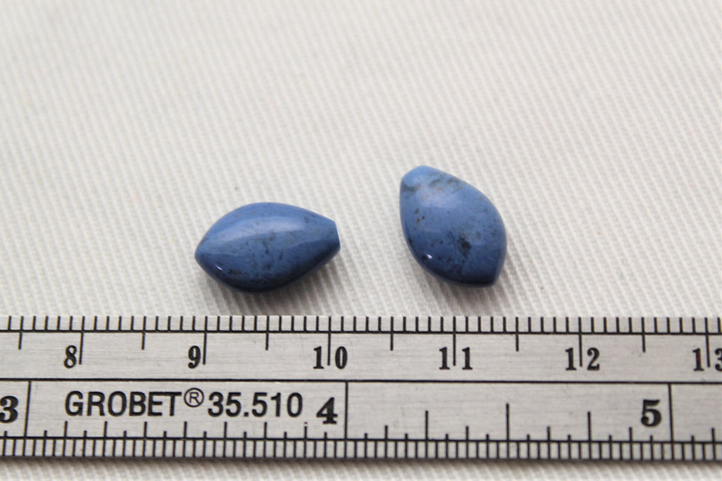 HALF DRILLED Two Dumortierite Gemstones leaves 8x12MM