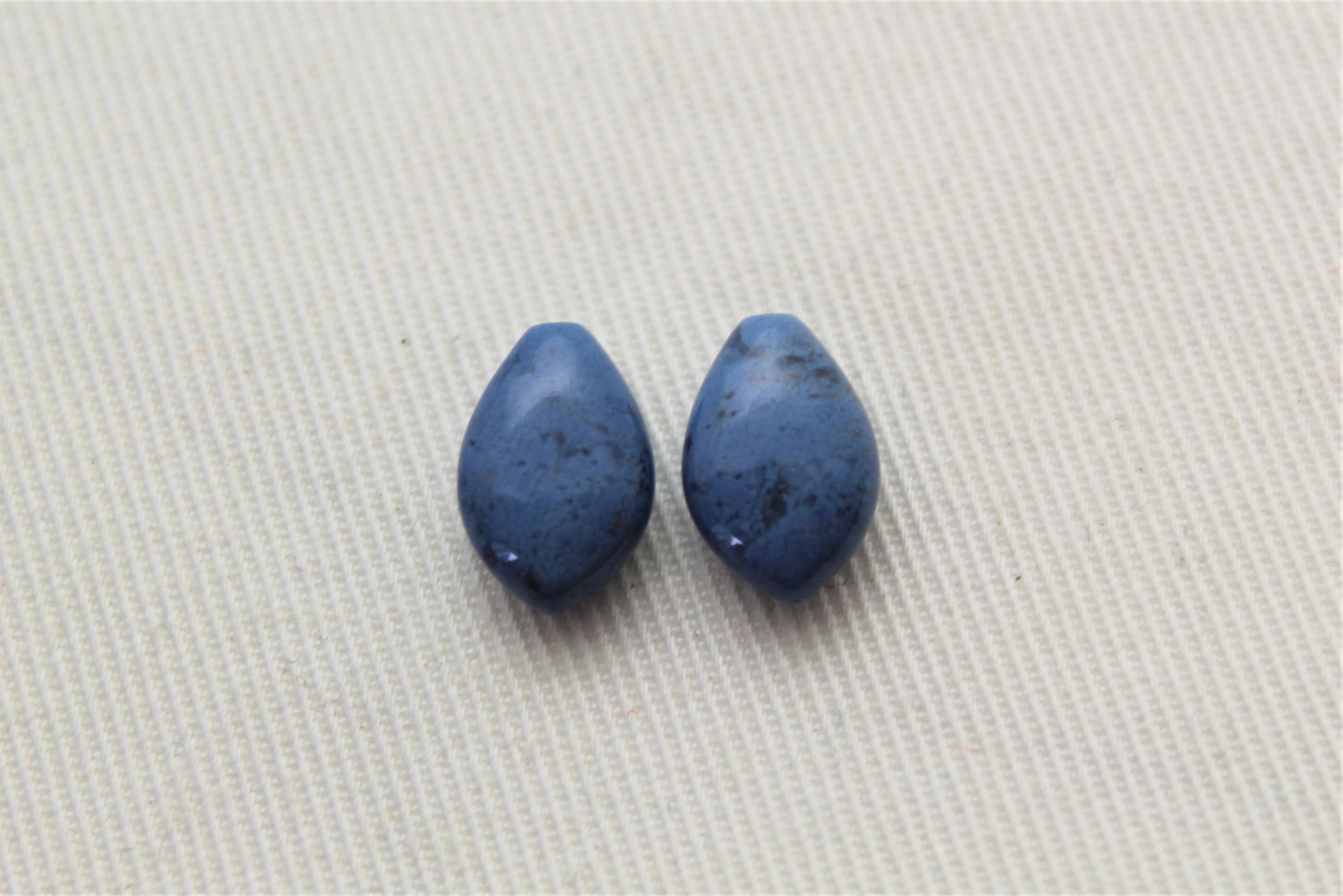 HALF DRILLED Two Dumortierite Gemstones leaves 8x12MM