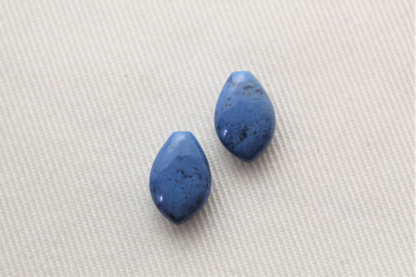 HALF DRILLED Two Dumortierite Gemstones leaves 8x12MM