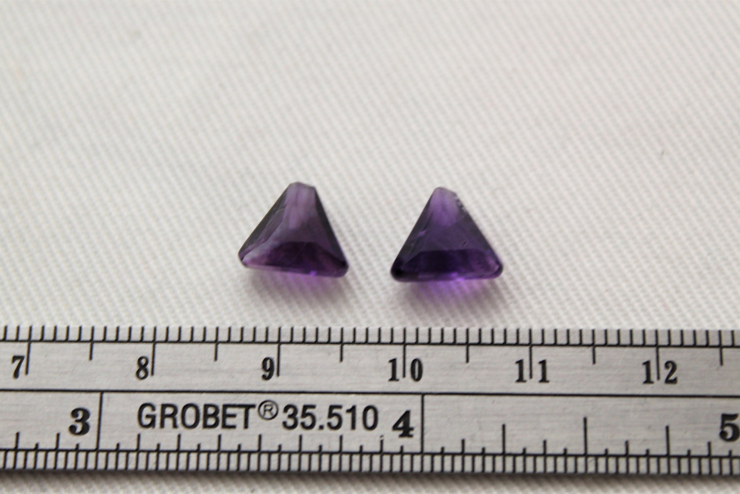 TWO Amethyst half DRILLED 8MM triangle purple