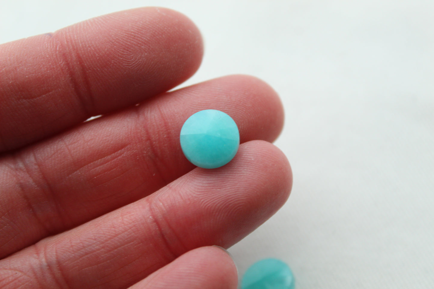 TWO Amazonite cabochons 10 MM Gemstones round drilled