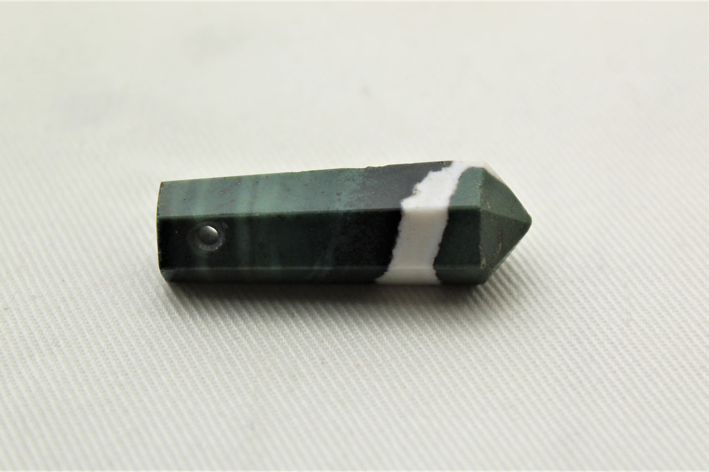 Green Zebra Jasper one point gemstone pendant size DRILLED