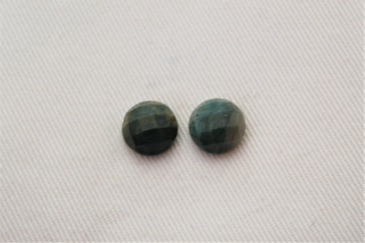 TWO rose cut Green Jasper cabochons Gemstones round 10MM