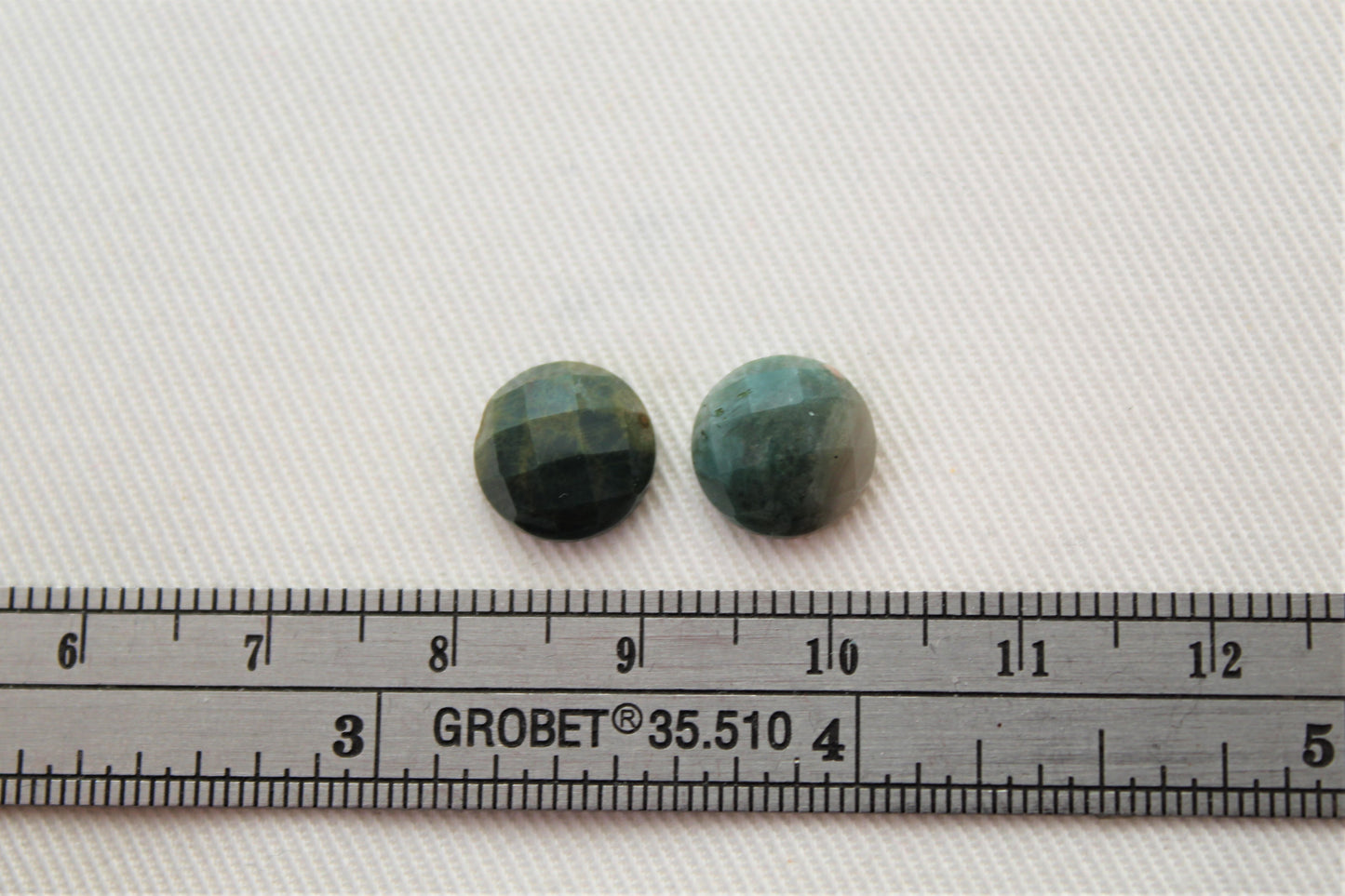 TWO rose cut Green Jasper cabochons Gemstones round 10MM