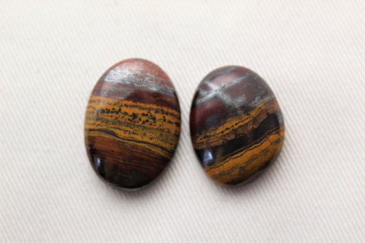 TWO Iron Tiger Eye Cabochon freeform Shape Gemstone