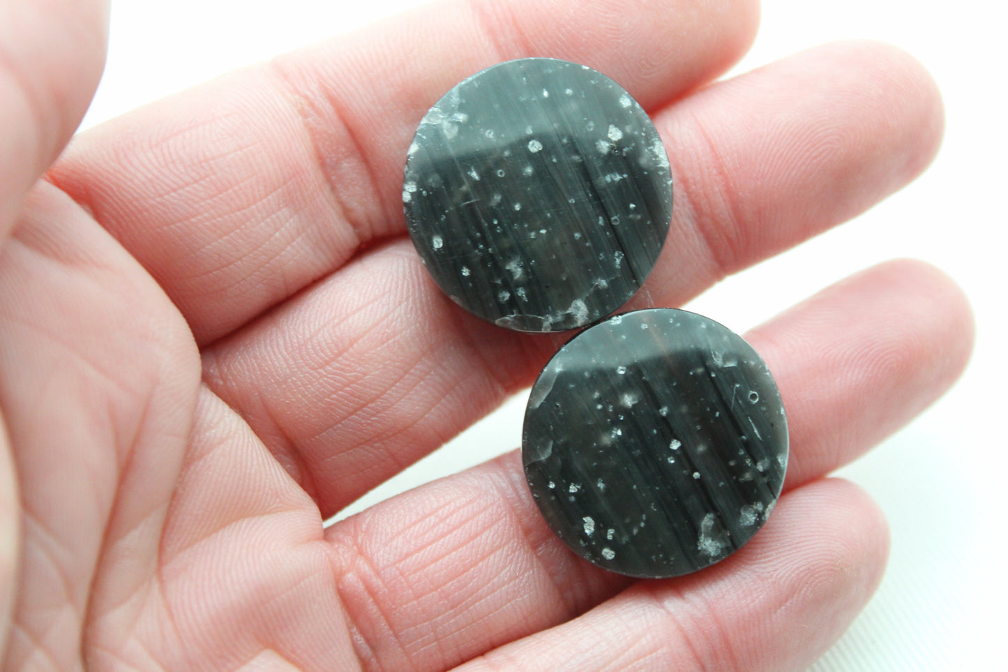 Midnight Galaxy Obsidian pair cabochon round gemstone 23MM