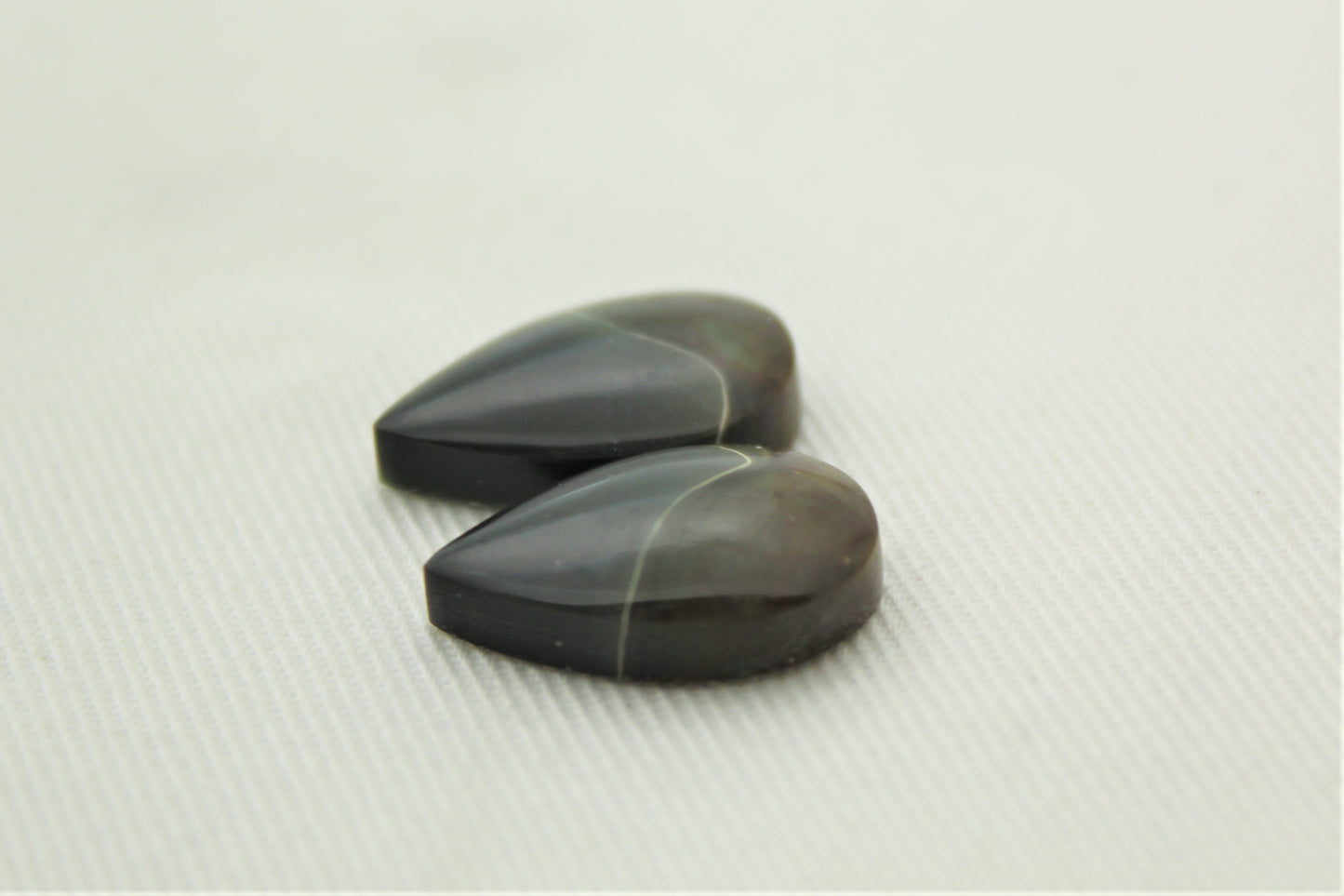 Small dark Matching pair of polychrome Jasper Cabochons green