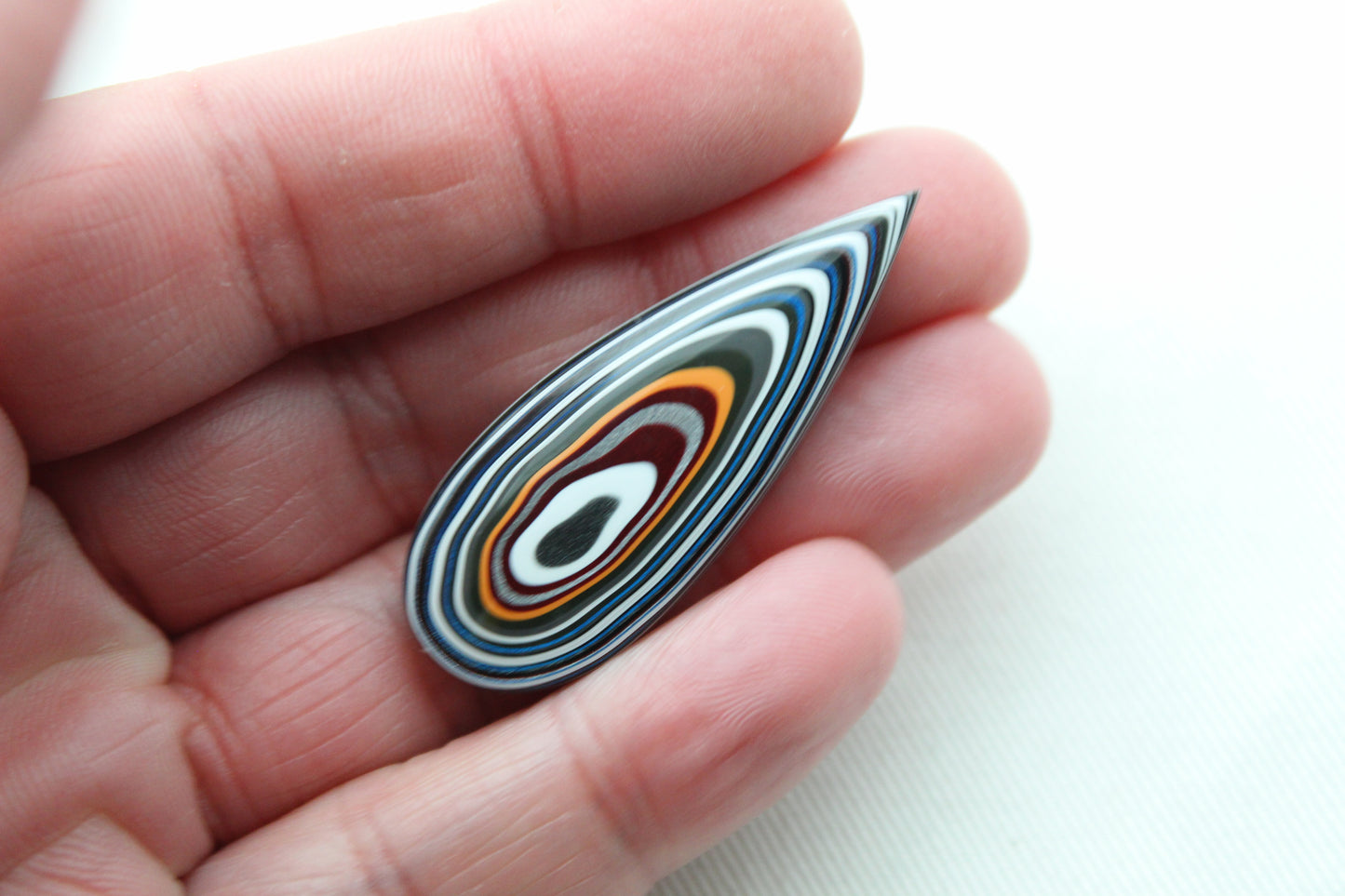 Fordite Cabochon teardrop yellow white red