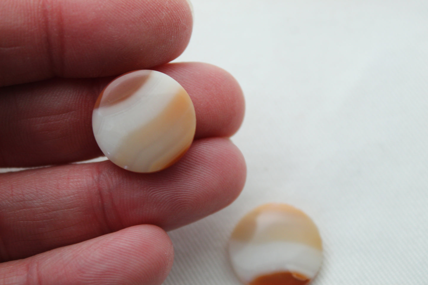 Cabochons Agates Bandes Gemme orange ronde 17MM