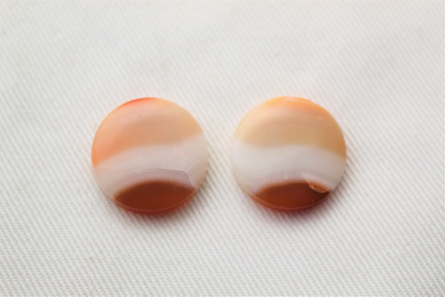 Cabochons Agates Bandes Gemme orange ronde 17MM