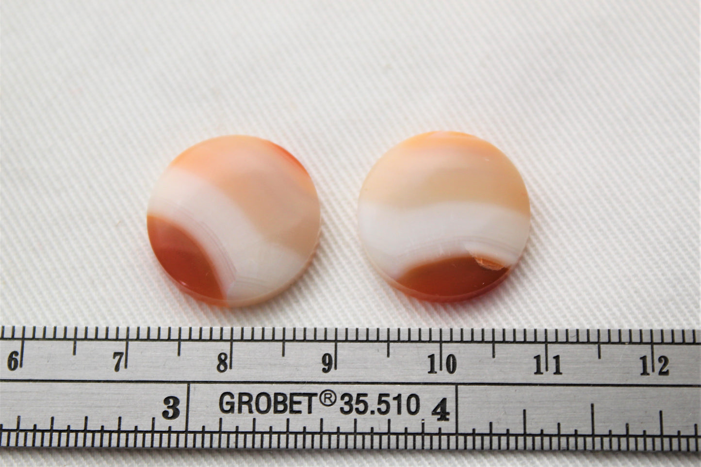 Cabochons Agates Bandes Gemme orange ronde 17MM