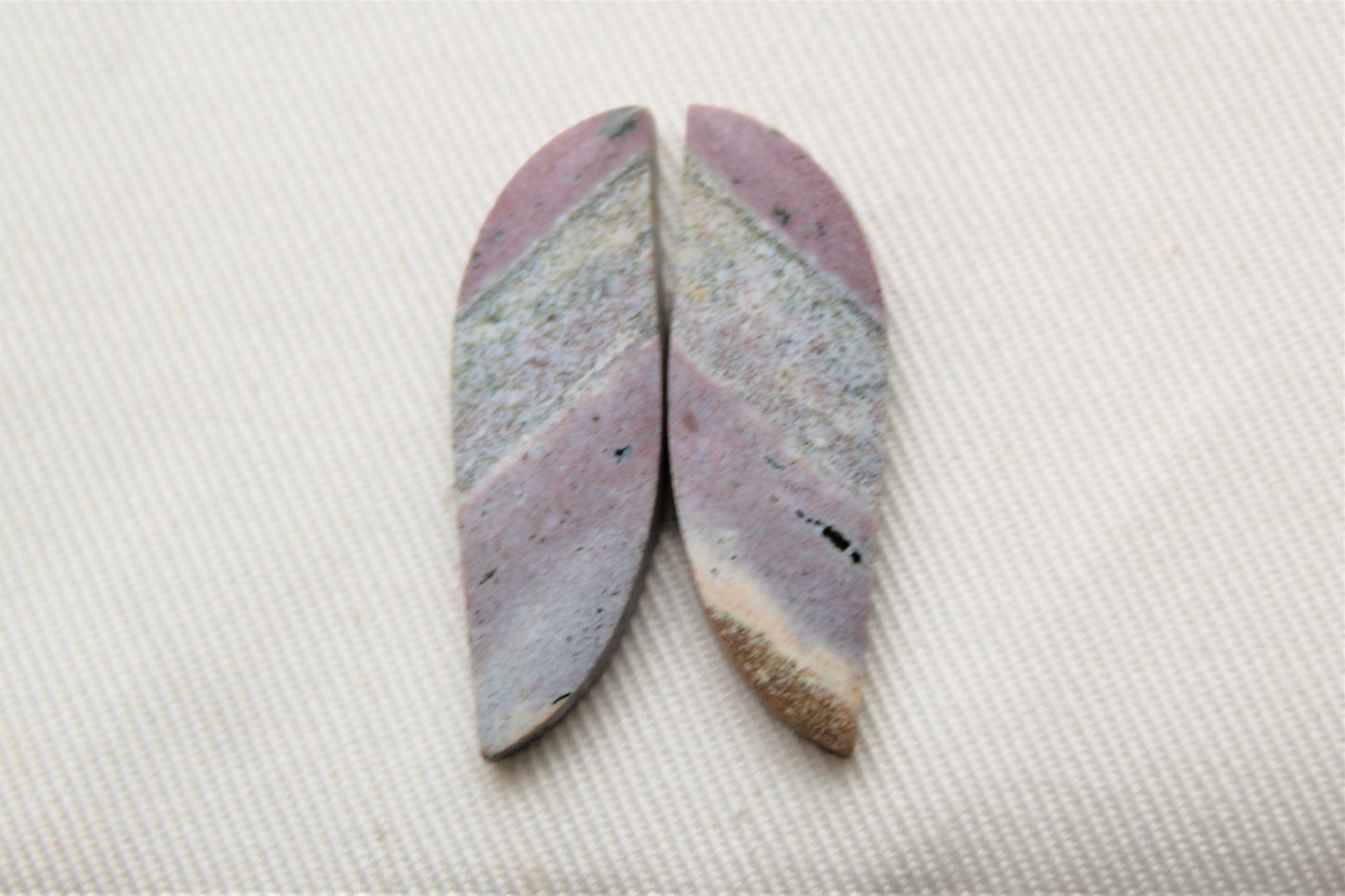 Pair of Indonesian Jasper Cabochons multicolor gemstones