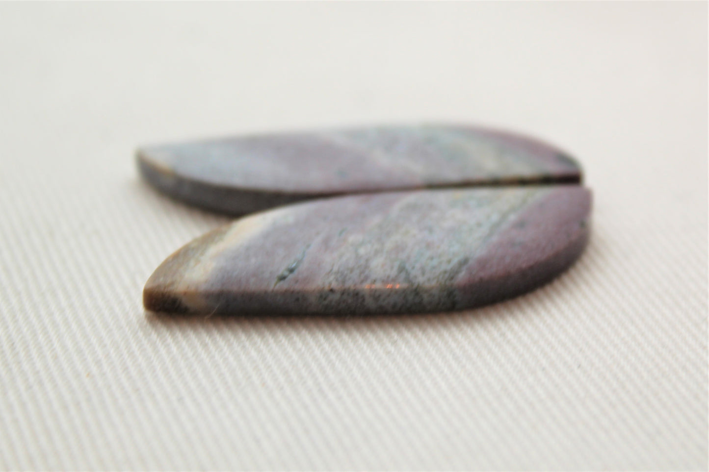 Pair of Indonesian Jasper Cabochons multicolor gemstones