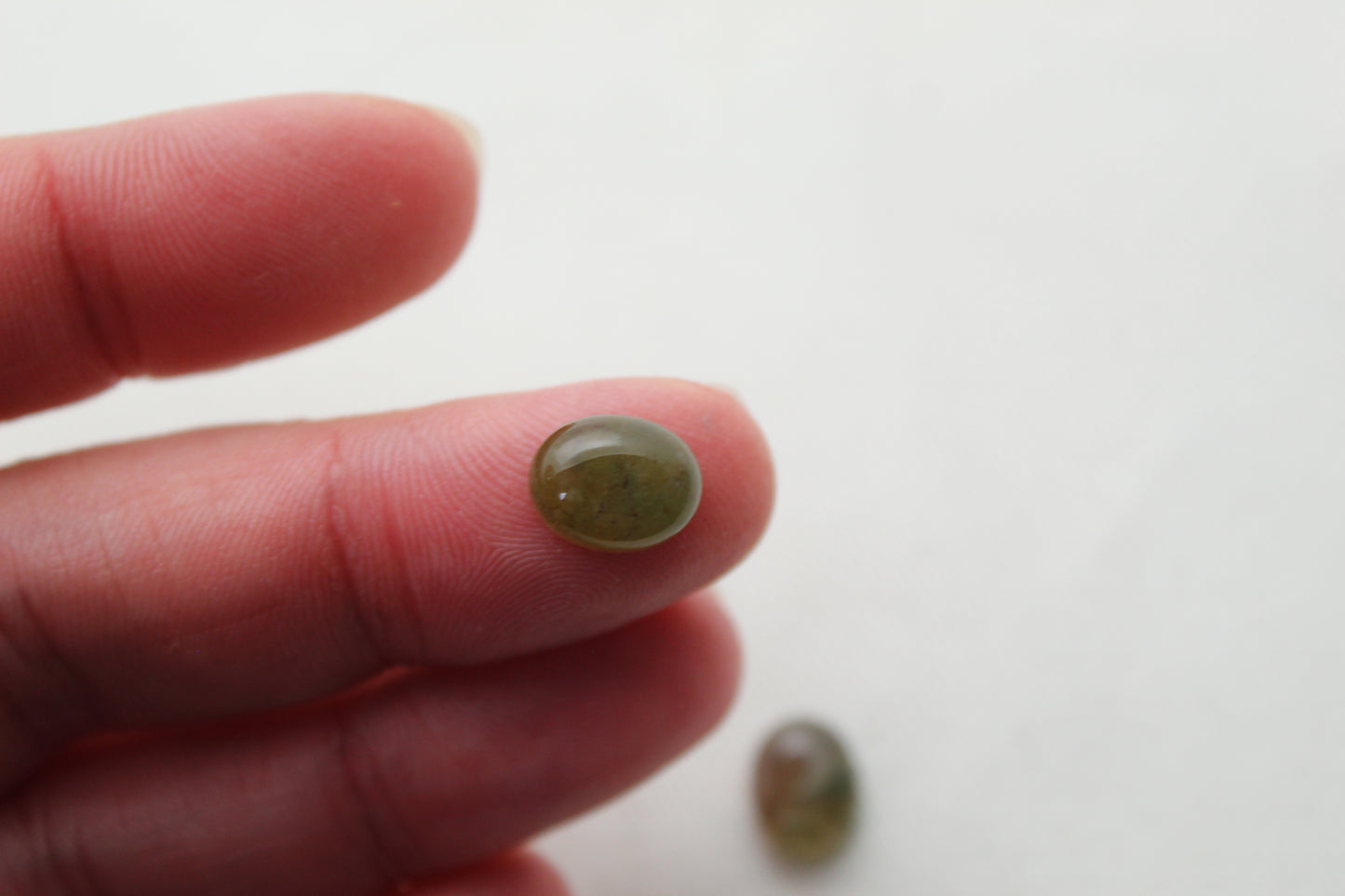 TWO Green Bloodstone Cabochons Oval 8X10MM