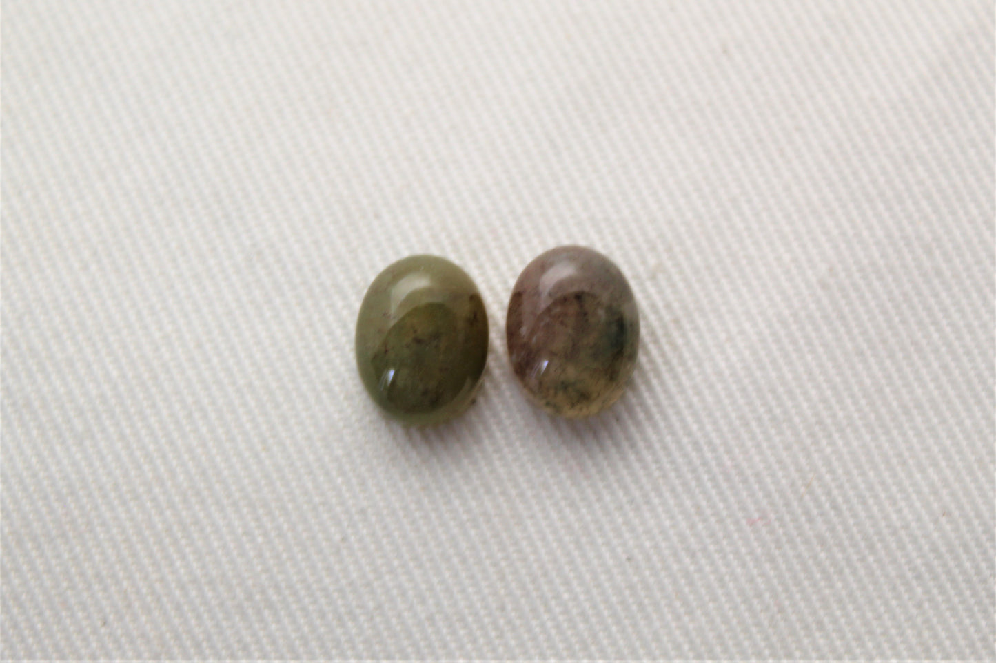 TWO Green Bloodstone Cabochons Oval 8X10MM