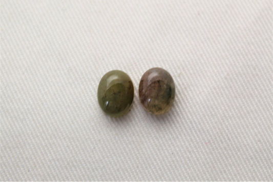 TWO Green Bloodstone Cabochons Oval 8X10MM