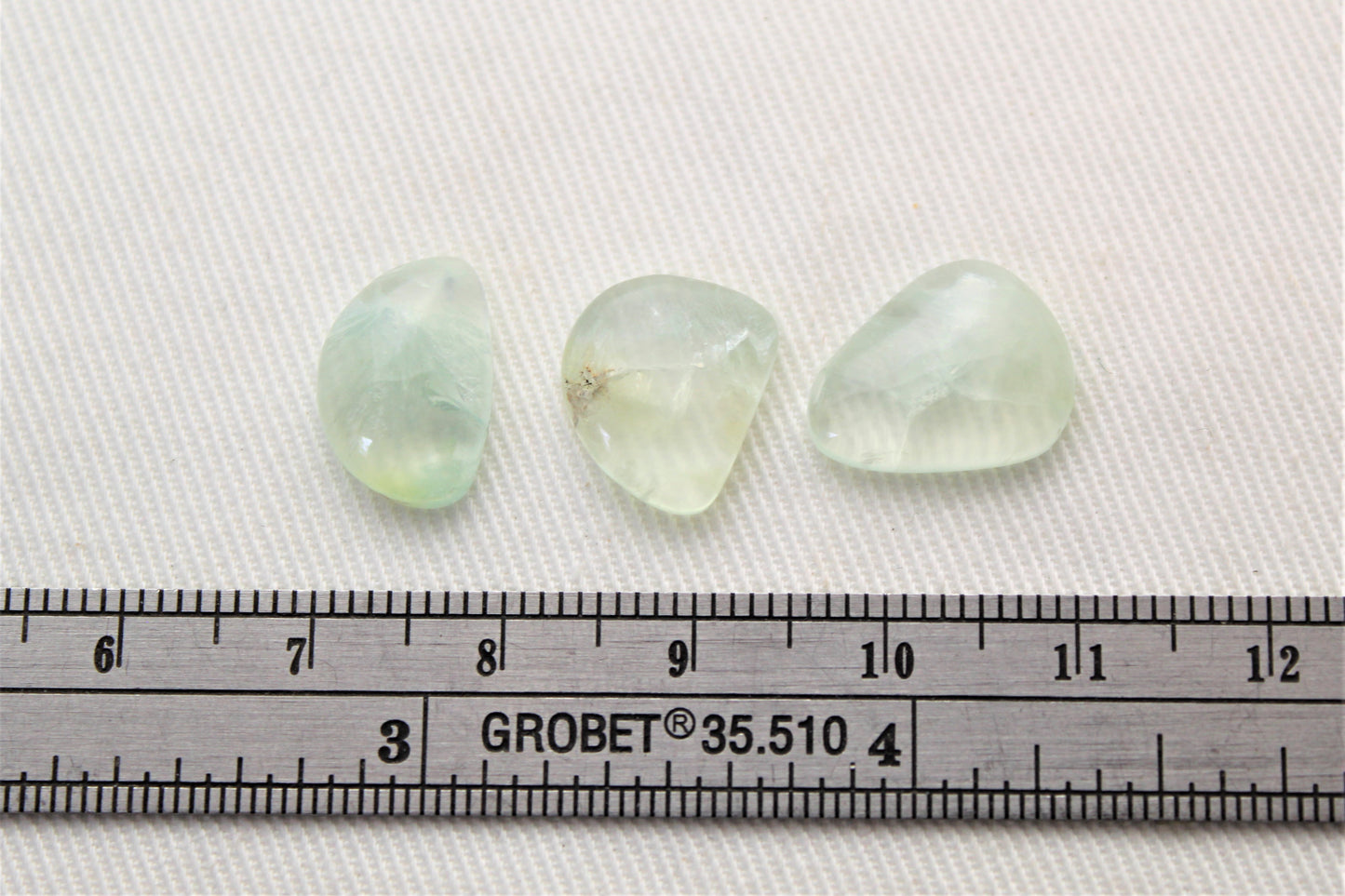 Trio of Prehnite cabochons small Gemstones freeform